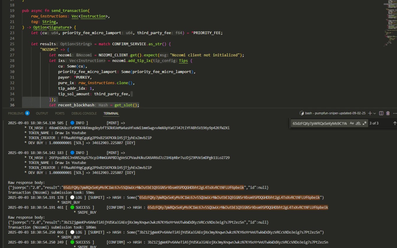 Raydium, Pump.fun sniper bot